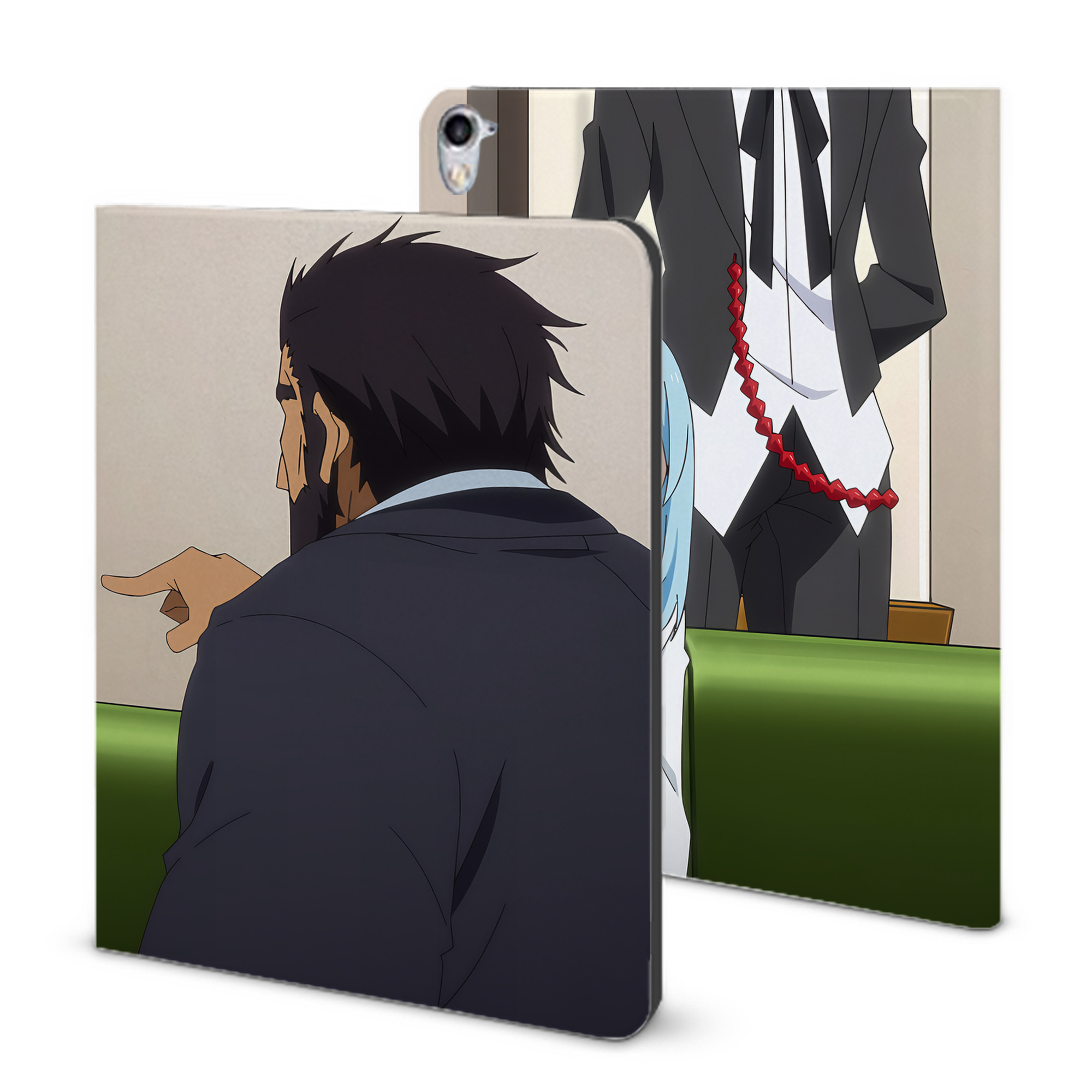 （画像用） 転スラ Regarding Reincarnated to Slime IPad ケース ブック型 PUレザー TPU 耐衝撃 軽量 薄型 ペン収納なし 全面保護 IPad 各モデル対応